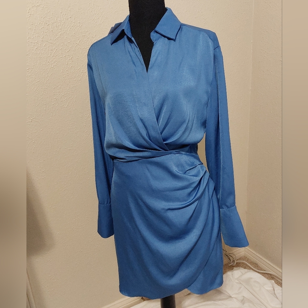 LUCY PARIS Tristan Wrap Dress Blue